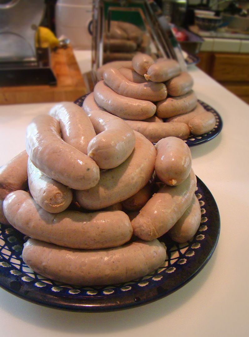 First Go at 'Emulsified' Sausage, fresh Bockwurst Homemade Sausage Making